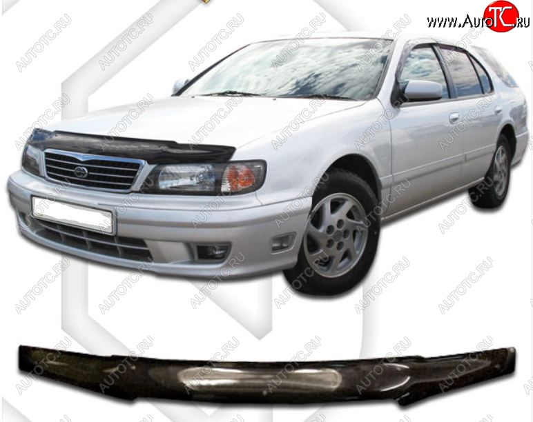 1 899 р. Дефлектор капота CA-Plastic  Nissan Cefiro  A32 (1994-1998) (Classic черный, Без надписи)  с доставкой в г. Керчь