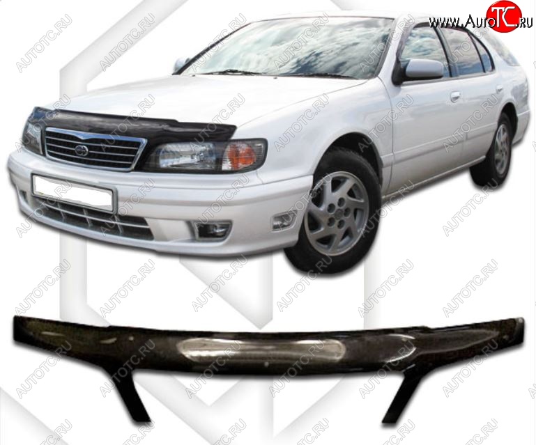 2 199 р. Дефлектор капота (exclusive ) CA-Plastiс  Nissan Cefiro A32 (1994-1998) (серия Classic черный, Без надписи)  с доставкой в г. Керчь