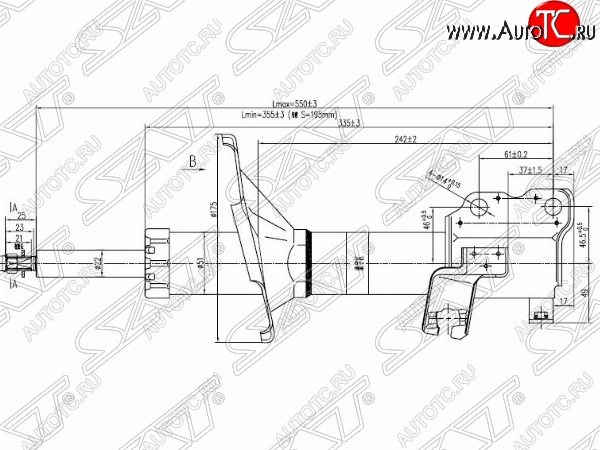 3 699 р. Левый амортизатор передний SAT  Nissan Cefiro  A32 - Rnessa  с доставкой в г. Керчь