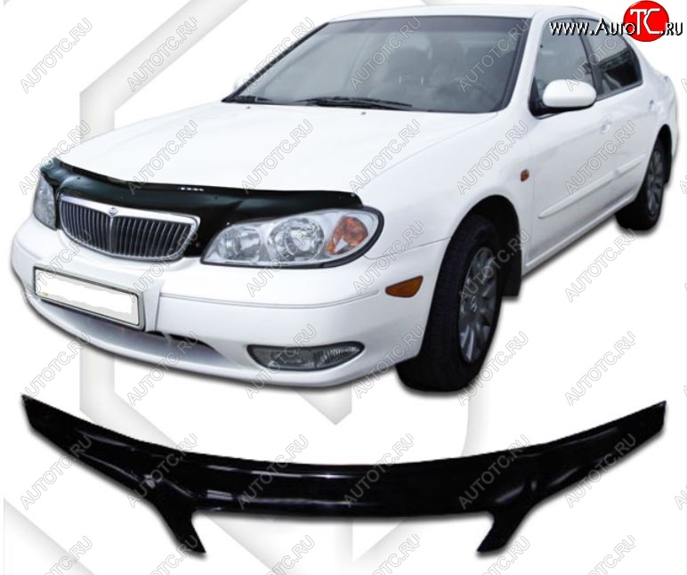 3 399 р. Дефлектор капота CA-Plastiс exclusive Nissan Cefiro A33 (1998-2003) (Classic черный, Без надписи)  с доставкой в г. Керчь