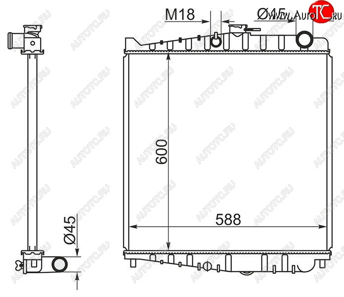 10 549 р. Радиатор двигателя (пластинчатый, FE6E, МКПП) SAT Nissan Condor (1990-2005)  с доставкой в г. Керчь