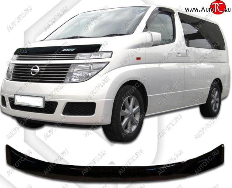 1 899 р. Дефлектор капота CA-Plastic Nissan Elgrand 2 рестайлинг (2004-2010) (серия Classic черный, Без надписи)  с доставкой в г. Керчь