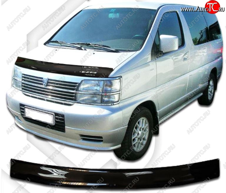 1 999 р. Дефлектор капота CA-Plastic  Nissan Elgrand  1 (1997-2002) (Classic черный, Без надписи)  с доставкой в г. Керчь