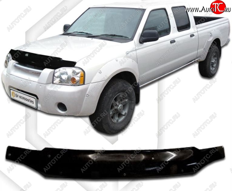 1 999 р. Дефлектор капота CA-Plastic Nissan Frontier 1 рестайлинг (2001-2005) (Classic черный, Без надписи)  с доставкой в г. Керчь