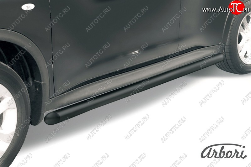 6 389 р. Защита штатных порогов Arbori (черная, d57 mm). Nissan Juke 1 YF15 рестайлинг (2014-2020)  с доставкой в г. Керчь