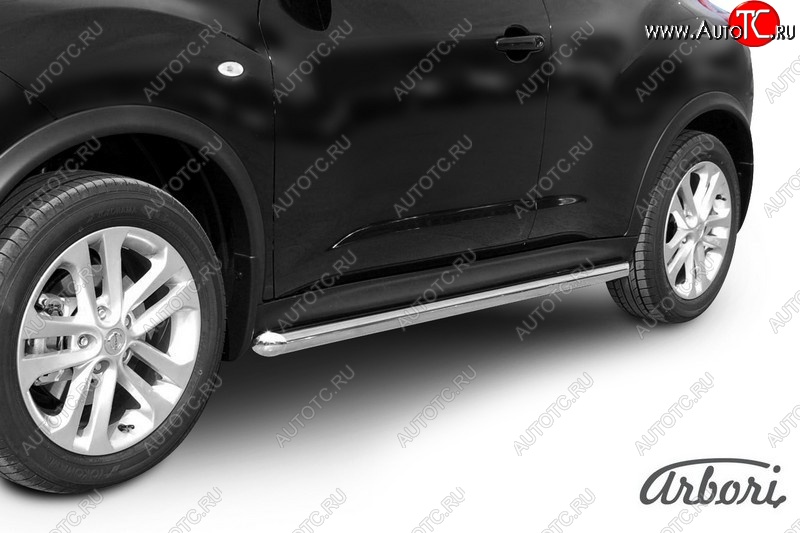 12 959 р. Защита штатных порогов 2WD Arbori (нержавейка, d76 mm). Nissan Juke 1 YF15 рестайлинг (2014-2020)  с доставкой в г. Керчь