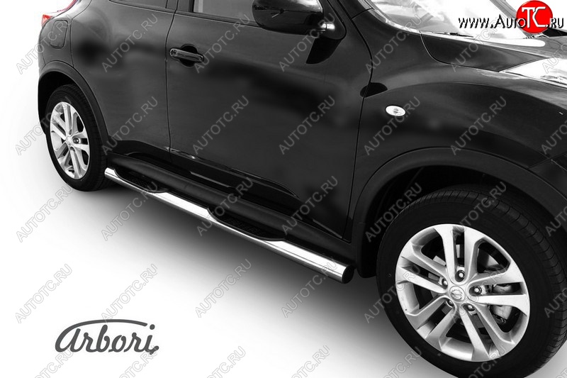 14 579 р. Защита штатных порогов 4WD Arbori (с проступью, нержавейка, d76 mm). Nissan Juke 1 YF15 рестайлинг (2014-2020)  с доставкой в г. Керчь