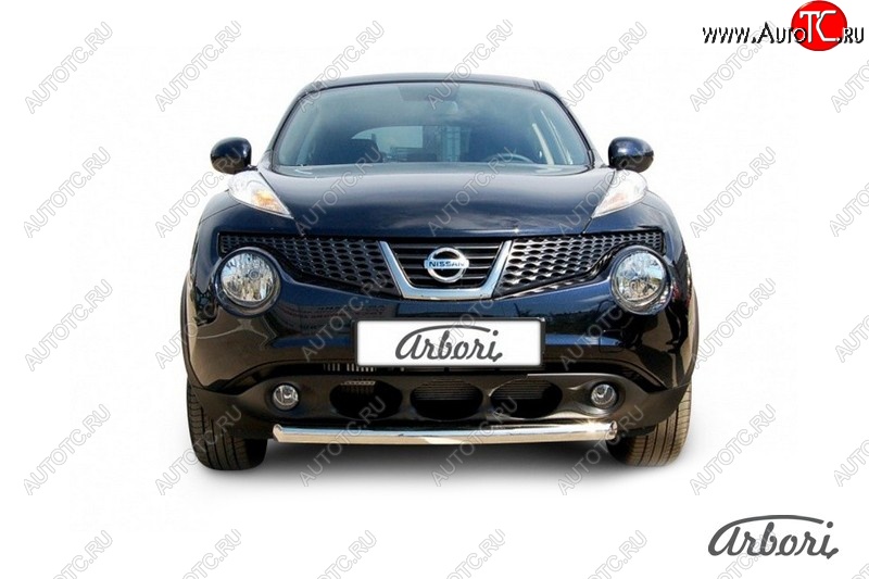9 809 р. Защита переднего бампера 4WD Arbori (короткая, нержавейка, 1 труба d57 mm). Nissan Juke 1 YF15 рестайлинг (2014-2020)  с доставкой в г. Керчь