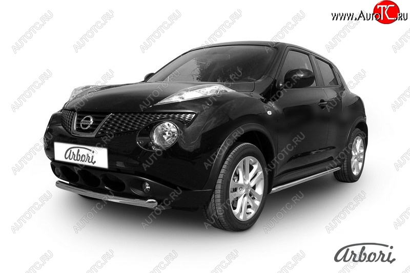 9 809 р. Защита переднего бампера 4WD Arbori (короткая. нержавейка, 1 труба d57 mm). Nissan Juke 1 YF15 дорестайлинг (2010-2014)  с доставкой в г. Керчь