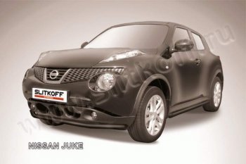 Защита переднего бампера из трубы d57 Slitkoff Nissan Juke  1 YF15 (2010-2020) дорестайлинг, рестайлинг