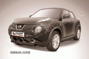 Защита переднего бампера из трубы d57 Slitkoff Nissan Juke  1 YF15 (2010-2020) дорестайлинг, рестайлинг