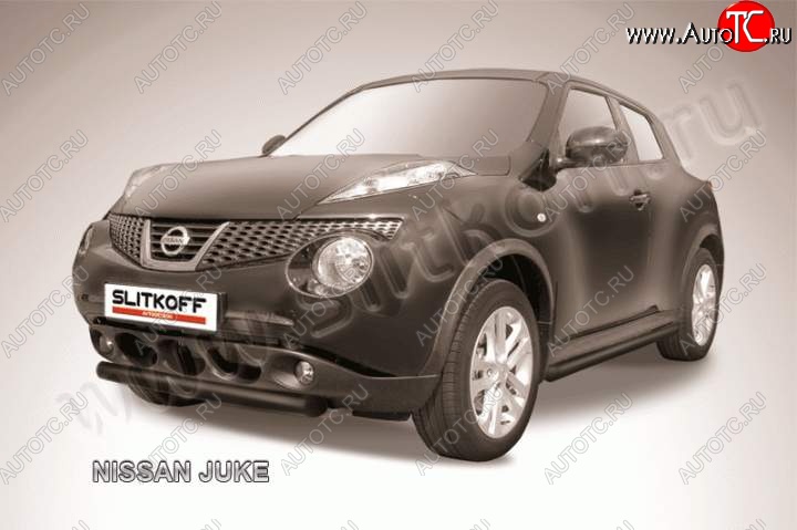 6 949 р. Защита переднего бампера из трубы d57 Slitkoff Nissan Juke 1 YF15 рестайлинг (2014-2020) (Цвет: серебристый)  с доставкой в г. Керчь