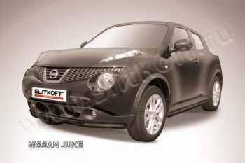 Защита переднего бампера из труб d57 и d42 Slitkoff Nissan Juke  1 YF15 (2010-2020) дорестайлинг, рестайлинг