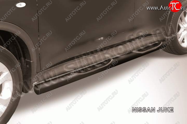 12 399 р. Защита порогов с проступями d76 (4 WD) Slitkoff  Nissan Juke  1 YF15 (2010-2014) дорестайлинг (сталь с полимерным покрытием, цвет черный)  с доставкой в г. Керчь