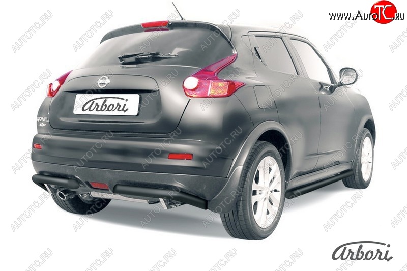 8 999 р. Защита заднего бампера Arbori (уголки, черная, 1 труба d57 mm). Nissan Juke 1 YF15 рестайлинг (2014-2020) (2WD)  с доставкой в г. Керчь