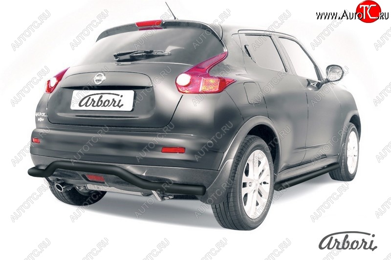 5 939 р. Защита заднего бампера 2WD Arbori (волна, черная, 1 труба d57 mm). Nissan Juke 1 YF15 дорестайлинг (2010-2014)  с доставкой в г. Керчь