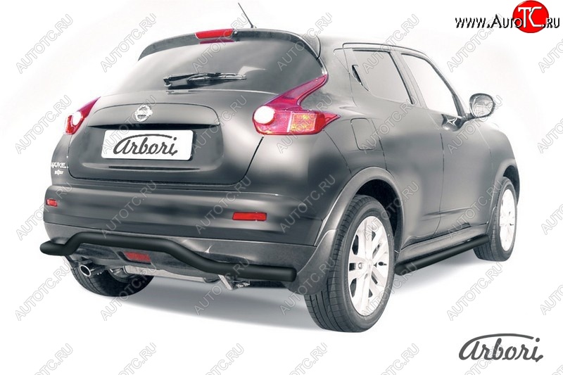 5 939 р. Защита заднего бампера 4WD Arbori (волна, черная, 1 труба d57 mm). Nissan Juke 1 YF15 рестайлинг (2014-2020)  с доставкой в г. Керчь