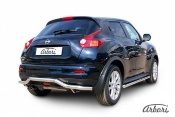 14 759 р. Защита заднего бампера Arbori (волна, нержавейка, 1 труба d57 mm). Nissan Juke 1 YF15 рестайлинг (2014-2020) (4WD)  с доставкой в г. Керчь. Увеличить фотографию 2