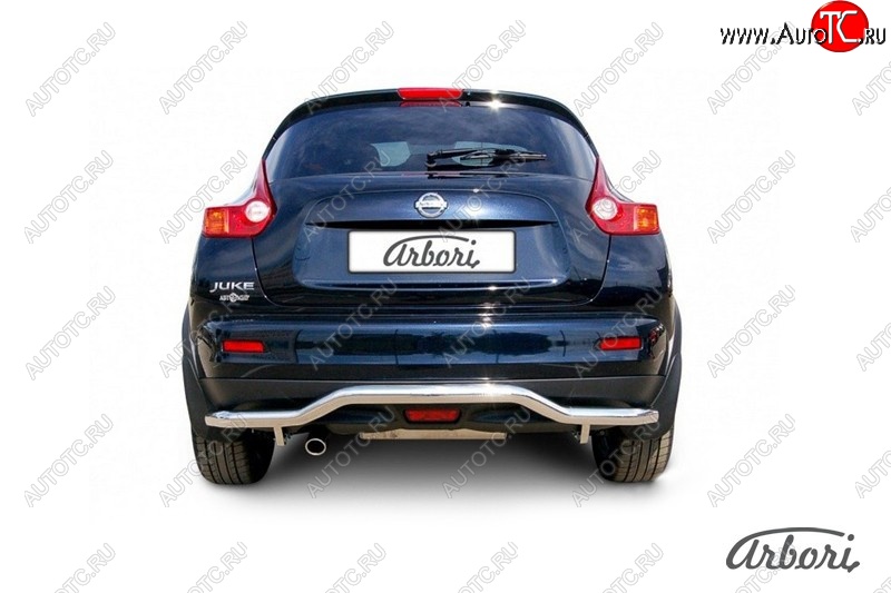 14 759 р. Защита заднего бампера Arbori (волна, нержавейка, 1 труба d57 mm). Nissan Juke 1 YF15 рестайлинг (2014-2020) (4WD)  с доставкой в г. Керчь