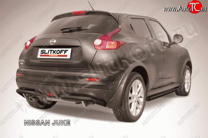 7 499 р. Защита заднего бампера из труб d57 Slitkoff (уголки, 57, 2WD)  Nissan Juke  1 YF15 (2010-2020) дорестайлинг, рестайлинг (Цвет: серебристый)  с доставкой в г. Керчь