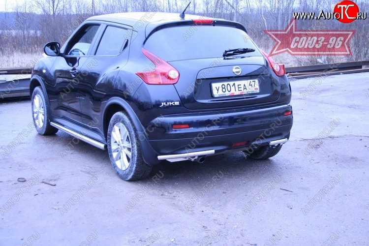 10 619 р. Защита заднего бампера из боковых уголков 4x4 Souz-96 (d42) Nissan Juke 1 YF15 рестайлинг (2014-2020)  с доставкой в г. Керчь