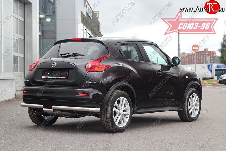 14 489 р. Защита заднего бампера 4x4 Souz-96 Premium (d60) Nissan Juke 1 YF15 рестайлинг (2014-2020)  с доставкой в г. Керчь