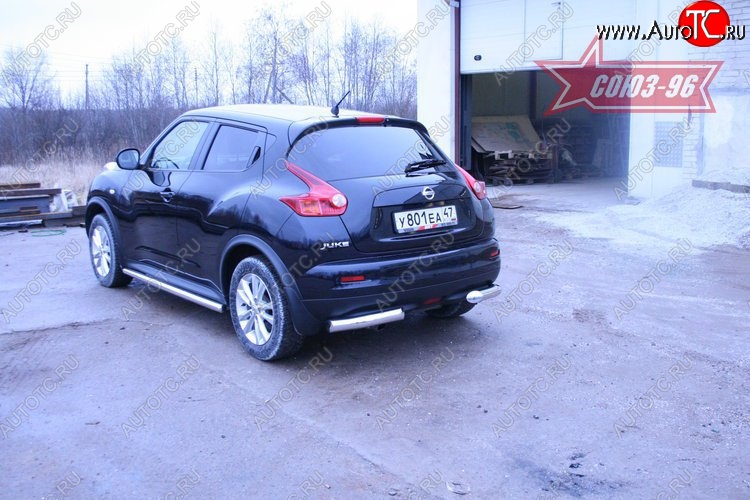 11 987 р. Защита заднего бампера из боковых уголков 4х4 Souz-96 (d76) Nissan Juke 1 YF15 рестайлинг (2014-2020)  с доставкой в г. Керчь