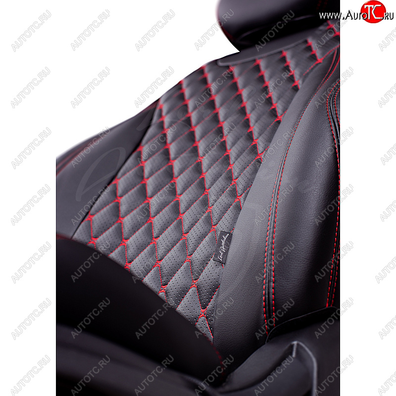 19 649 р. Чехлы для сидений Lord Autofashion Байрон (экокожа)  Nissan Juke  1 YF15 (2010-2020) дорестайлинг, рестайлинг (Черный, вставка черная, строчка красная)  с доставкой в г. Керчь