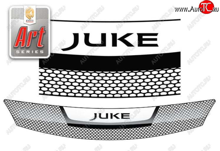 2 079 р. Дефлектор капота CA-Plastiс  Nissan Juke  1 YF15 (2010-2020) дорестайлинг, рестайлинг (серия Art графит)  с доставкой в г. Керчь