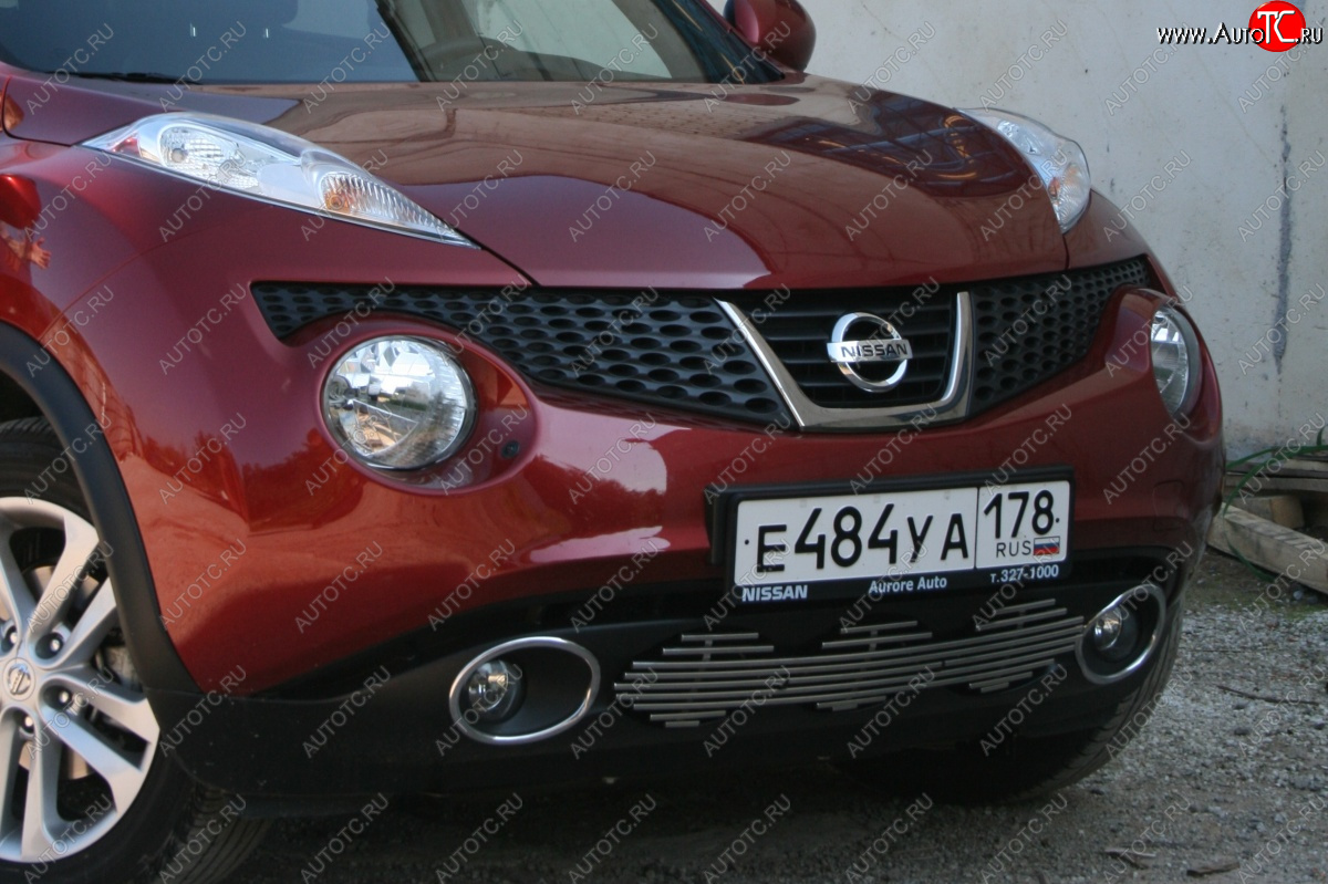4 688 р. Декоративный элемент воздухозаборника Souz96 нержавеющая сталь Nissan Juke 1 YF15 дорестайлинг (2010-2014) (Черная 10 мм)  с доставкой в г. Керчь