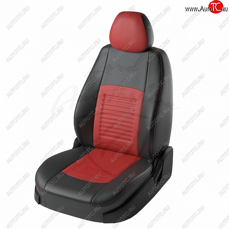 9 449 р. Чехлы для сидений (F15) Lord Autofashion Турин (экокожа) Nissan Juke 1 YF15 дорестайлинг (2010-2014) (Чёрный, вставка красная)  с доставкой в г. Керчь