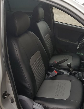 9 449 р. Чехлы для сидений (F15) Lord Autofashion Турин (экокожа) Nissan Juke 1 YF15 дорестайлинг (2010-2014) (Чёрный, вставка серая)  с доставкой в г. Керчь. Увеличить фотографию 4