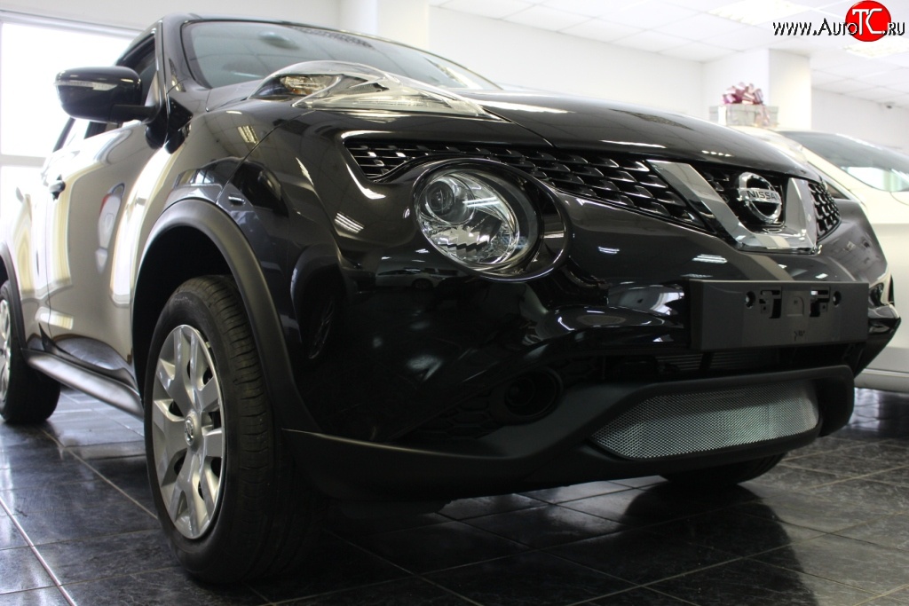 1 539 р. Сетка на бампер (рестайлинг) Russtal (хром) Nissan Juke 1 YF15 дорестайлинг (2010-2014)  с доставкой в г. Керчь