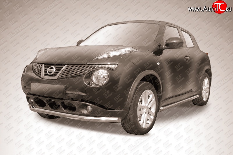 11 499 р. Одинарная защита переднего бампера из трубы диаметром 57 мм Slitkoff  Nissan Juke  1 YF15 (2010-2014) дорестайлинг (2WD)  с доставкой в г. Керчь