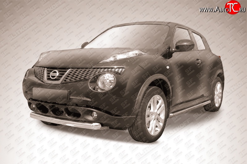 11 499 р. Защита переднего бампера из короткой трубы диаметром 76 мм Slitkoff  Nissan Juke  1 YF15 (2010-2014) дорестайлинг (2WD)  с доставкой в г. Керчь