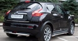 12 399 р. Защита заднего бампера (Ø63 и 42 мм, нержавейка) SLITKOFF  Nissan Juke  1 YF15 (2010-2014) дорестайлинг  с доставкой в г. Керчь. Увеличить фотографию 4