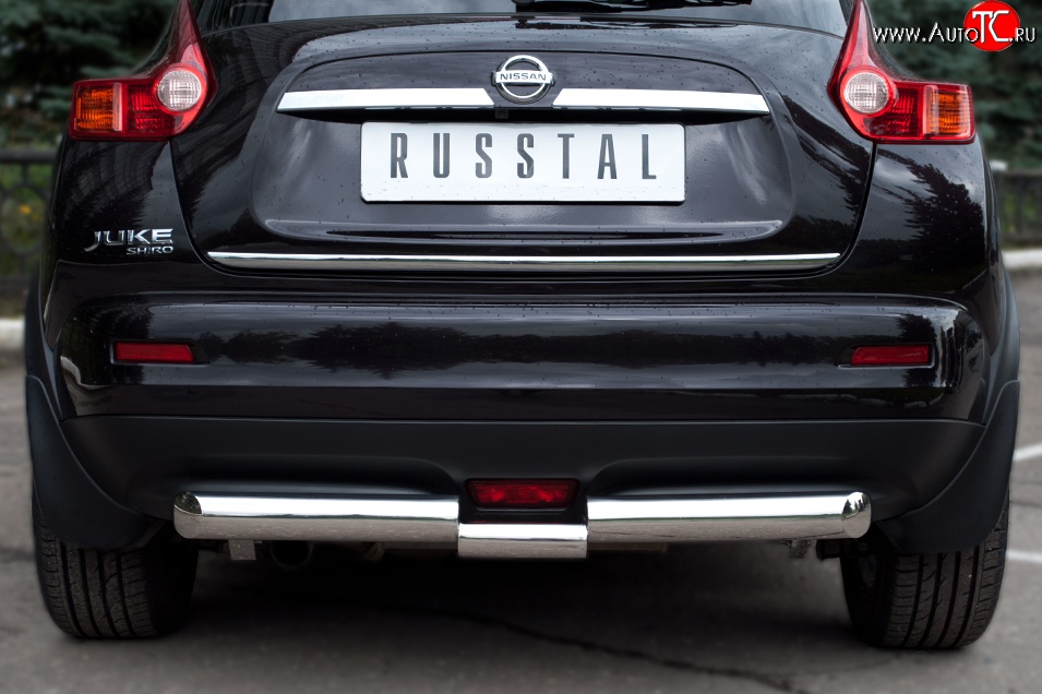 15 699 р. Защита заднего бампера (Ø76 и 42 мм, нержавейка) SLITKOFF  Nissan Juke  1 YF15 (2010-2014) дорестайлинг  с доставкой в г. Керчь