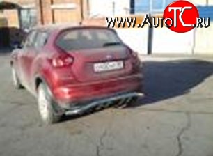 8 799 р. Защита заднего бампера d63.5 мм с изгибом Металл Дизайн  Nissan Juke  1 YF15 (2010-2014) дорестайлинг (полированная нержавейка)  с доставкой в г. Керчь