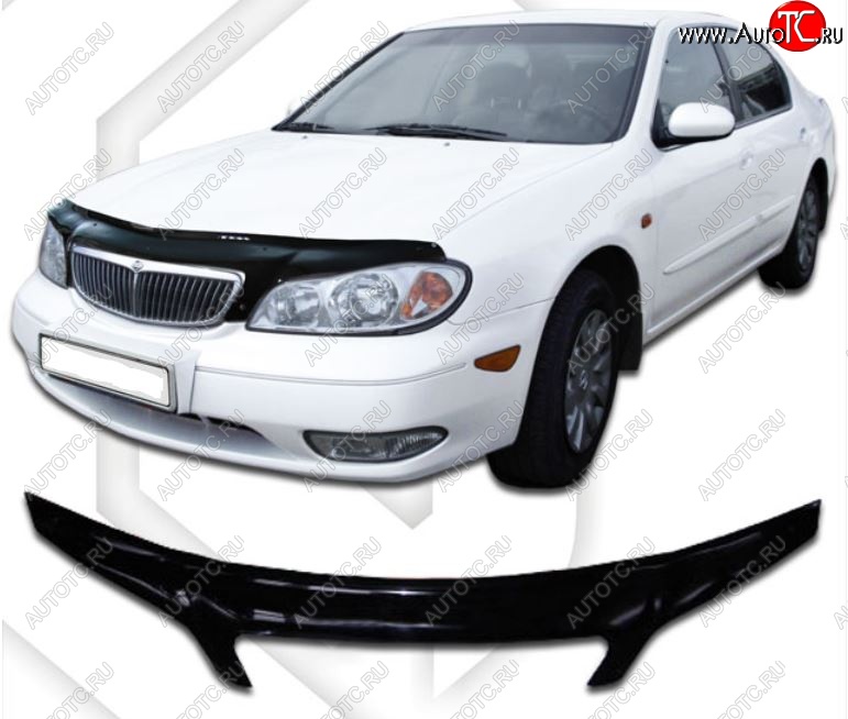2 399 р. Дефлектор капота (33) CA-Plastic exclusive Nissan Maxima A33 дорестайлинг (2000-2003) (Classic черный, Без надписи)  с доставкой в г. Керчь