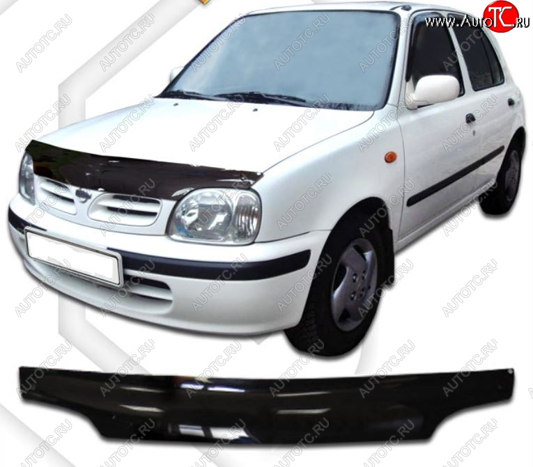 1 999 р. Дефлектор капота CA-Plastic Nissan March K11 хэтчбэк 5 дв. 2-ой рестайлинг (1997-2003) (Classic черный, Без надписи)  с доставкой в г. Керчь