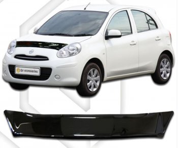 Дефлектор капота CA-Plastic Nissan Micra K13 5 дв. дорестайлинг (2010-2013)