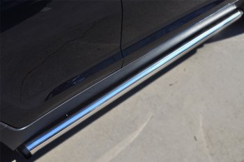 Защита порогов (Ø76 мм) SLITKOFF Nissan Murano  2 Z51 (2008-2016) дорестайлинг, рестайлинг (Вариант 2 (пластиковые заглушки))