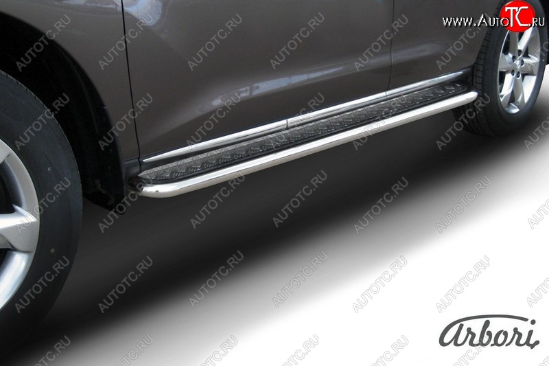 15 749 р. Защита штатных порогов с листом Arbori (нержавейка, алюминий, d57) Nissan Murano 2 Z51 рестайлинг (2010-2016)  с доставкой в г. Керчь