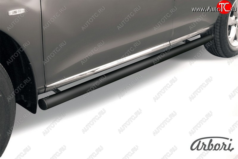 7 379 р. Защита штатных порогов Arbori (черная, d76 mm). Nissan Murano 2 Z51 рестайлинг (2010-2016)  с доставкой в г. Керчь