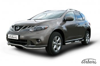 15 299 р. Защита переднего бампера Arbori (волна, нержавейка, 1 труба d57 mm). Nissan Murano 2 Z51 рестайлинг (2010-2016)  с доставкой в г. Керчь. Увеличить фотографию 2