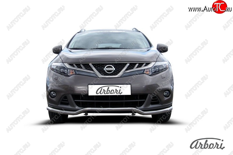 15 299 р. Защита переднего бампера Arbori (волна, нержавейка, 1 труба d57 mm). Nissan Murano 2 Z51 рестайлинг (2010-2016)  с доставкой в г. Керчь