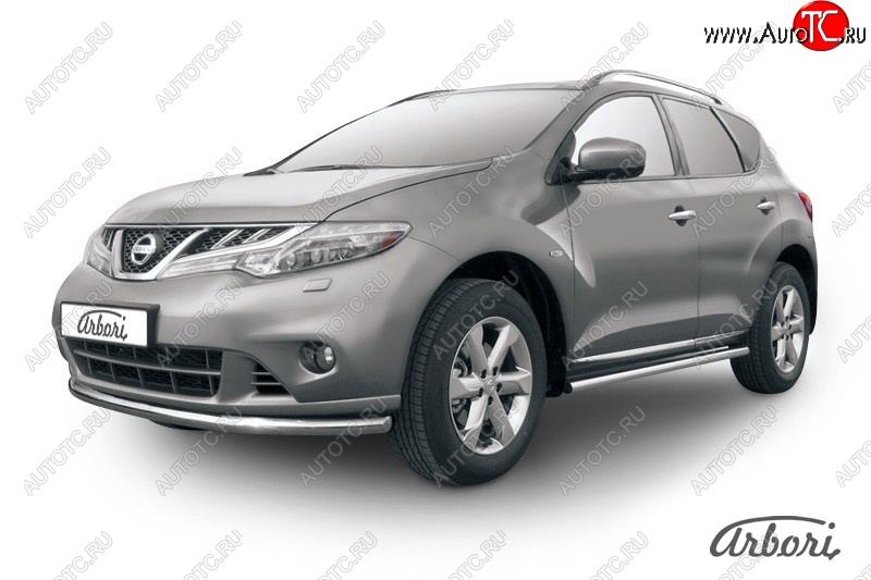 13 499 р. Защита переднего бампера Arbori (нержавейка, 1 труба d57 mm). Nissan Murano 2 Z51 рестайлинг (2010-2016)  с доставкой в г. Керчь