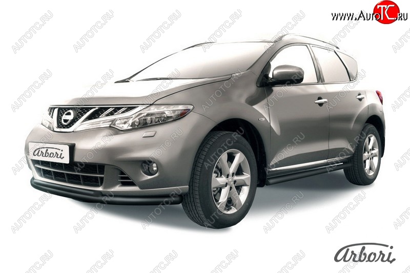 7 649 р. Защита переднего бампера Arbori (черная, 1 труба d57 mm). Nissan Murano 2 Z51 рестайлинг (2010-2016)  с доставкой в г. Керчь