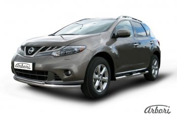 14 489 р. Защита переднего бампера Arbori (нержавейка, 2 трубы d57 и 42 mm) Nissan Murano 2 Z51 рестайлинг (2010-2016)  с доставкой в г. Керчь. Увеличить фотографию 2