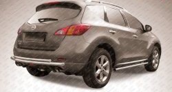 Двойная защита заднего бампера из двух труб диаметром 57 и 42 мм Slitkoff Nissan Murano  2 Z51 (2010-2016) рестайлинг